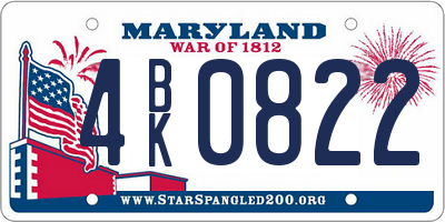 MD license plate 4BK0822