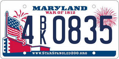 MD license plate 4BK0835