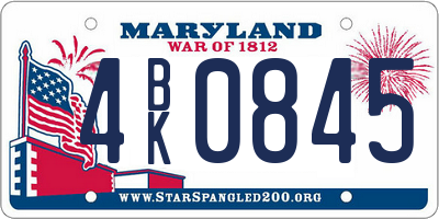 MD license plate 4BK0845
