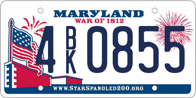 MD license plate 4BK0855