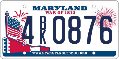 MD license plate 4BK0876