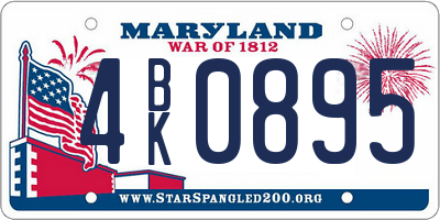 MD license plate 4BK0895