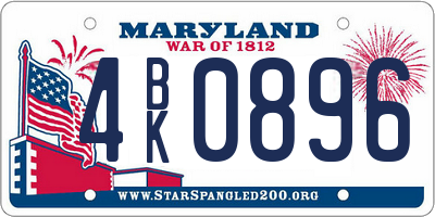 MD license plate 4BK0896