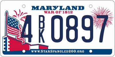MD license plate 4BK0897