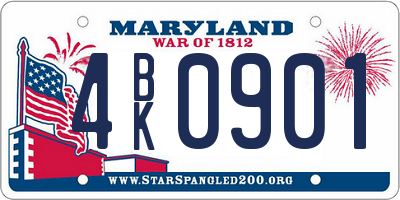 MD license plate 4BK0901
