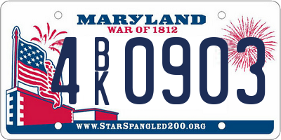 MD license plate 4BK0903