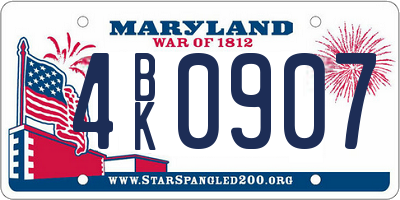 MD license plate 4BK0907
