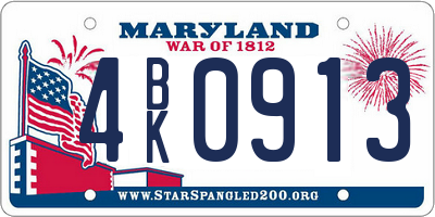 MD license plate 4BK0913