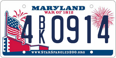 MD license plate 4BK0914