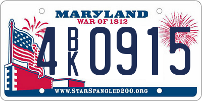 MD license plate 4BK0915