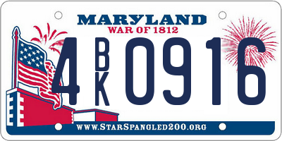 MD license plate 4BK0916