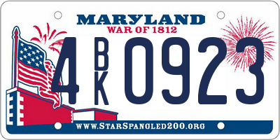 MD license plate 4BK0923