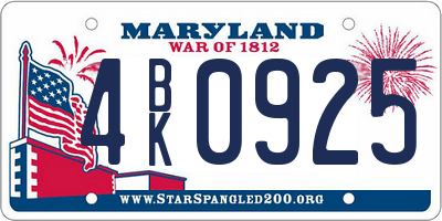 MD license plate 4BK0925