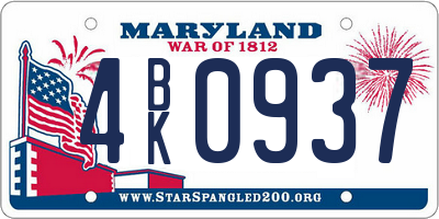 MD license plate 4BK0937