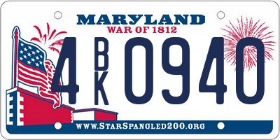 MD license plate 4BK0940