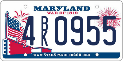MD license plate 4BK0955