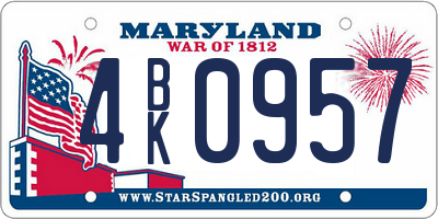 MD license plate 4BK0957
