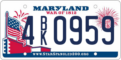MD license plate 4BK0959