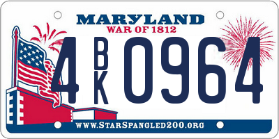 MD license plate 4BK0964