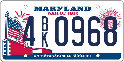 MD license plate 4BK0968