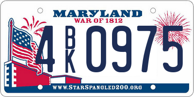 MD license plate 4BK0975