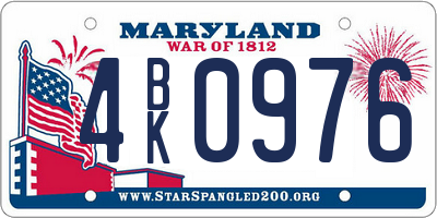 MD license plate 4BK0976