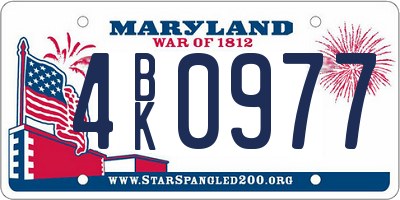 MD license plate 4BK0977