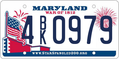 MD license plate 4BK0979