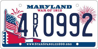 MD license plate 4BK0992