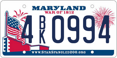 MD license plate 4BK0994