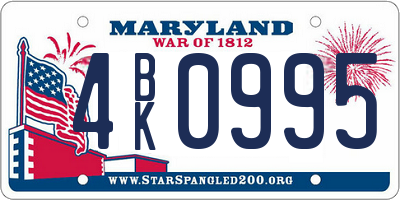 MD license plate 4BK0995