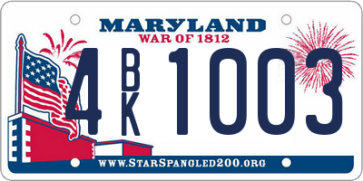 MD license plate 4BK1003