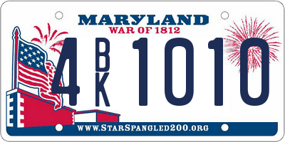 MD license plate 4BK1010