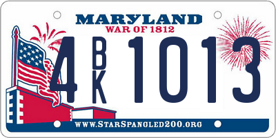 MD license plate 4BK1013