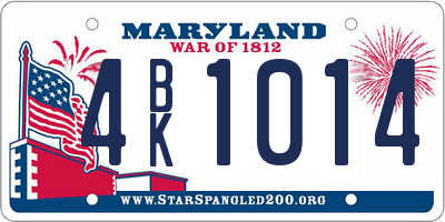 MD license plate 4BK1014
