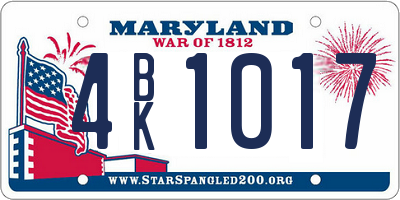 MD license plate 4BK1017