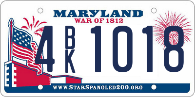 MD license plate 4BK1018