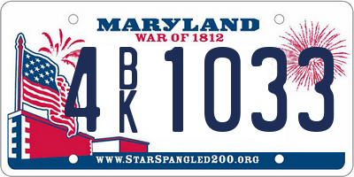 MD license plate 4BK1033