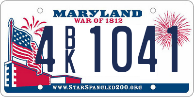 MD license plate 4BK1041