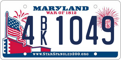 MD license plate 4BK1049