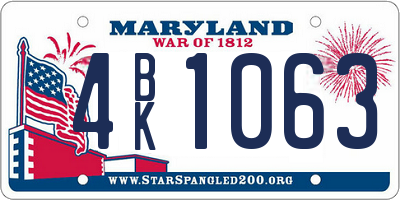 MD license plate 4BK1063