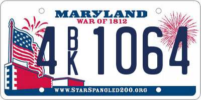 MD license plate 4BK1064