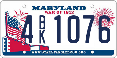 MD license plate 4BK1076