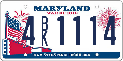 MD license plate 4BK1114