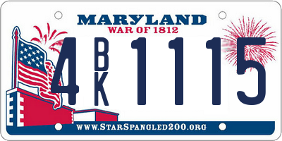MD license plate 4BK1115