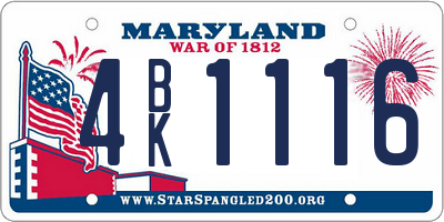 MD license plate 4BK1116