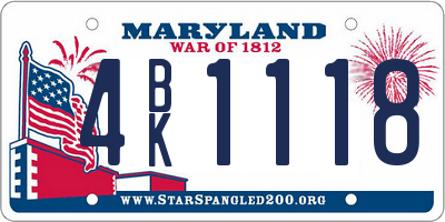 MD license plate 4BK1118
