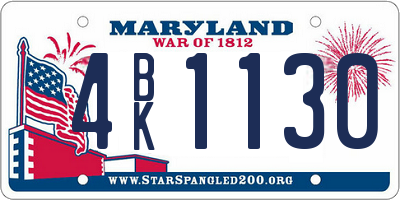 MD license plate 4BK1130