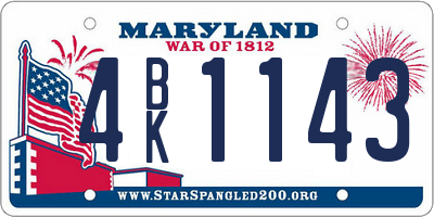 MD license plate 4BK1143