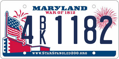 MD license plate 4BK1182